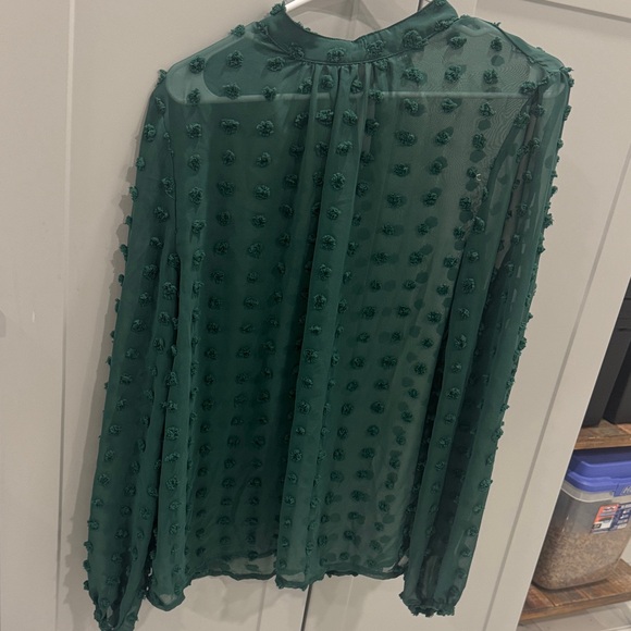 SHEIN Tops - SHEIN Dark Green Textured Blouse